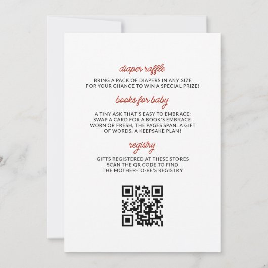 Alles-in-één QR Code Pizza & Pacifiers Baby shower Kaart (Achterkant)