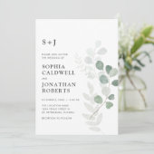 Alles in één QR-code RSVP Airy Eucalyptus Weddensc Kaart (Staand voorkant)