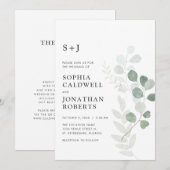 Alles in één QR-code RSVP Airy Eucalyptus Weddensc Kaart (Voorkant / Achterkant)