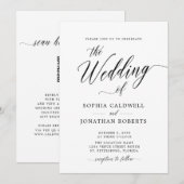 Alles in één QR-code RSVP Black Calligraphy Weddin Kaart (Voorkant / Achterkant)