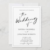 Alles in één QR Code RSVP Moderne Calligrafie Wedd Kaart (Voorkant)