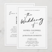 Alles in één QR Code RSVP Moderne Calligrafie Wedd Kaart (Voorkant / Achterkant)