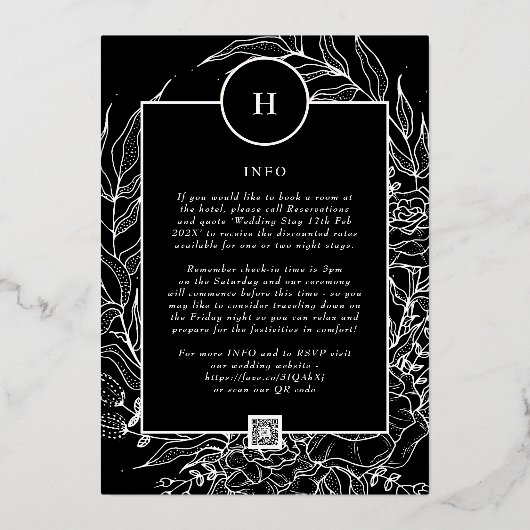 Alles in één QR CODE RSVP-website bruiloft Folie Uitnodiging (Achterkant)