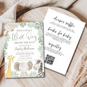 Alles in één QR Code Twee Wilde Mensen Baby shower Kaart