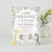 Alles in één QR-code Wild One Safari-Baby shower Kaart (Staand voorkant)