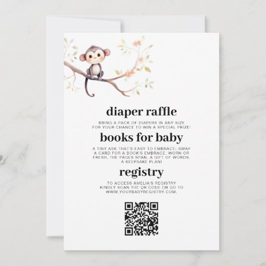 Alles in één QR-code Wild One Safari-Baby shower Kaart (Achterkant)