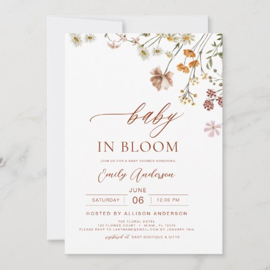 Alles in één QR Code Wildflower Baby in Bloom Show Kaart (Voorkant)