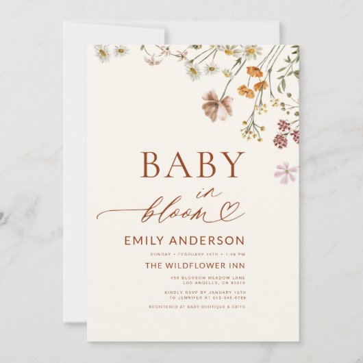 Alles in één QR Code Wildflower Baby in Bloom Show Kaart (Voorkant)