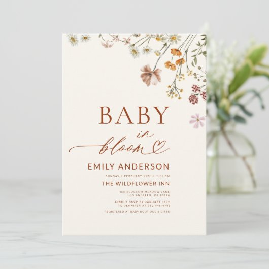 Alles in één QR Code Wildflower Baby in Bloom Show Kaart (Staand voorkant)