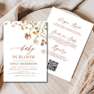 Alles in één QR Code Wildflower Baby in Bloom Show Kaart