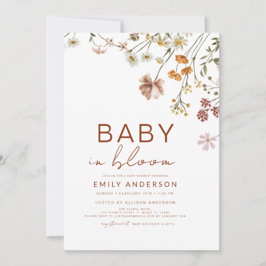 Alles in één QR Code Wildflower Baby in Bloom Show Kaart (Voorkant)