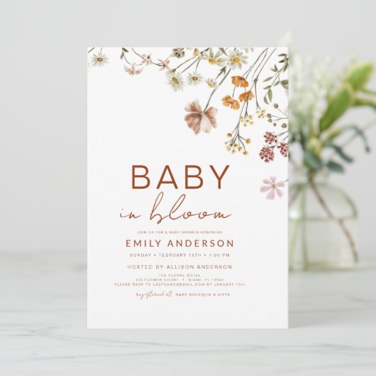 Alles in één QR Code Wildflower Baby in Bloom Show Kaart (Staand voorkant)