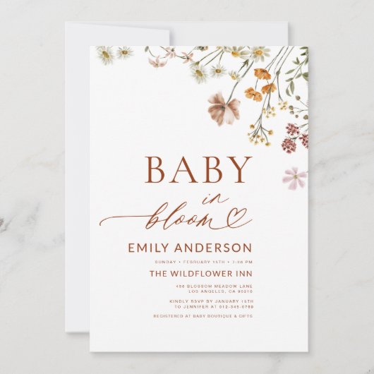 Alles in één QR Code Wildflower Baby in Bloom Show Kaart (Voorkant)