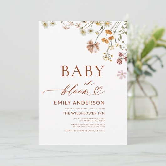 Alles in één QR Code Wildflower Baby in Bloom Show Kaart (Staand voorkant)