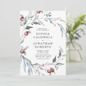 Alles in één QR-code Winter Berries Greenery Weddi Kaart (Staand voorkant)