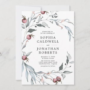 Alles in één QR-code Winter Berries Greenery Weddi Kaart