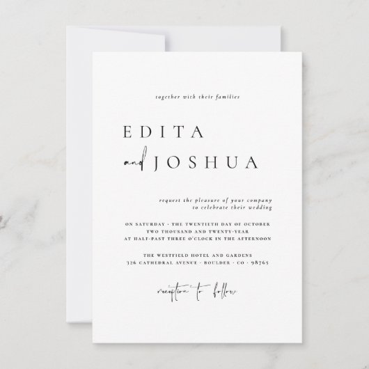 Alles in één QR-code Zwart-wit Fotobruiloft Kaart (Voorkant)