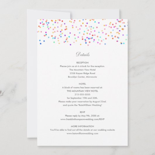 Alles in een regenboog Confetti bruiloft Kaart (Achterkant)