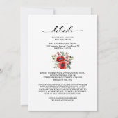 Alles in één rode bloemenbruiloft kaart (Achterkant)