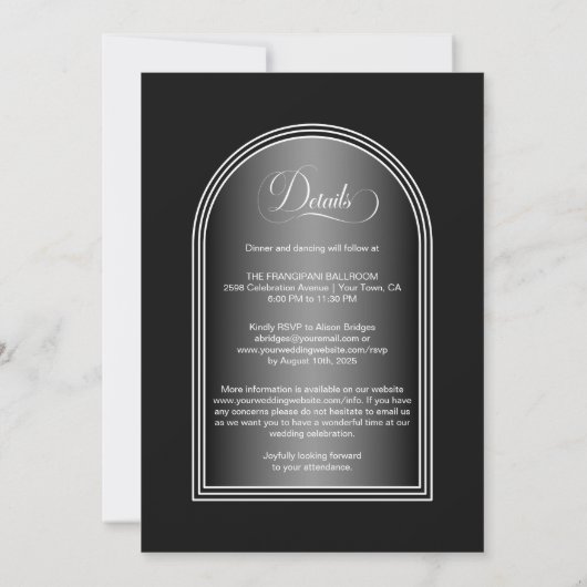 Alles in één rode flora zwarte grijze bruiloft kaart (Achterkant)