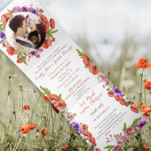 Alles in één rode papaver Paars roze Floral bruilo Drieluik Uitnodiging