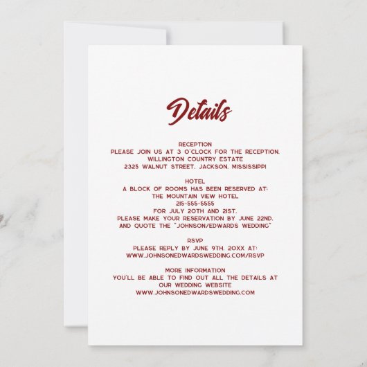 Alles in één rode retro disco groovy bruiloft kaart (Achterkant)