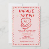 Alles in een rode roze hand getrokken taart Lijst  Kaart (Voorkant)