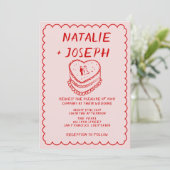 Alles in een rode roze hand getrokken taart Lijst  Kaart (Staand voorkant)