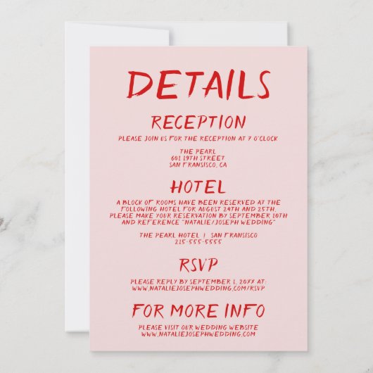 Alles in een rode roze hand getrokken taart Lijst  Kaart (Achterkant)