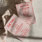 Alles in een rode roze hand getrokken taart Lijst  Kaart