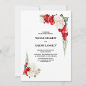 Alles in één rood-witte bloemenbruiloft kaart (Voorkant)