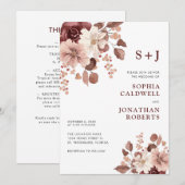 Alles in één Roos Eucalyptus Floral Wedding Kaart (Voorkant / Achterkant)