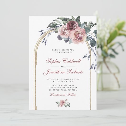 Alles in één Roos Eucalyptus Gold Weddenschap Kaart (Staand voorkant)