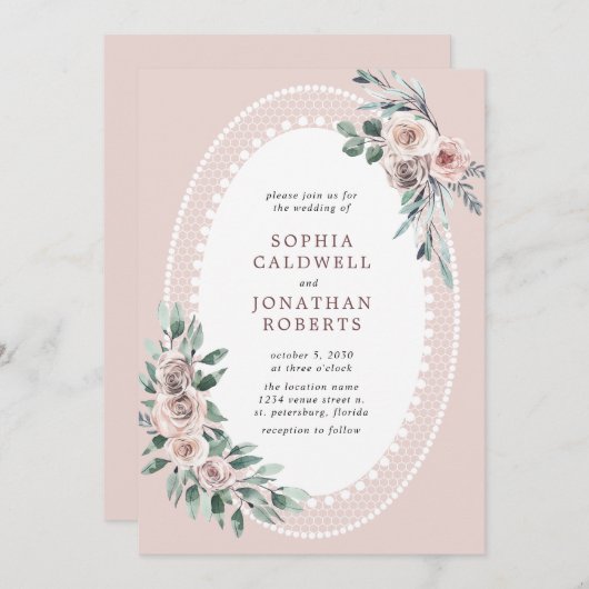 Alles in één Roos Eucalyptus Weddenschap Kaart (Voorkant / Achterkant)