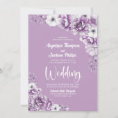 Alles in één roze bloemenbruiloft kaart (Voorkant)