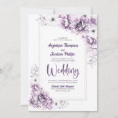 Alles in één roze bloemenbruiloft kaart (Voorkant)