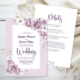 Alles in één roze bloemenbruiloft kaart