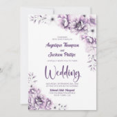 Alles in één roze bloemenbruiloft kaart (Voorkant)