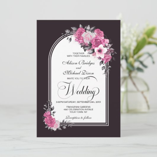 Alles in één roze boomgaard Mulberry Weddenschap Kaart (Staand voorkant)