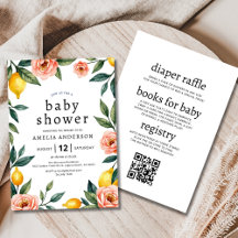 Alles in één roze geel bloemig citroen Baby shower