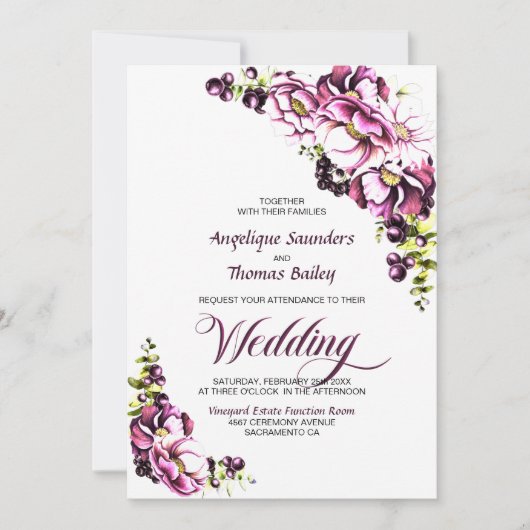 Alles in één roze roze finale uitnodiging voor bru (Voorkant)