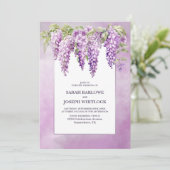 Alles in een roze Wisteria Floral bruiloft Kaart (Staand voorkant)