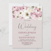 Alles in één roze witte bloemenbruiloft kaart (Voorkant)