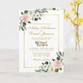 Alles in één roze witte Floral bruiloft uitnodigin Kaart (Gele Bloem)