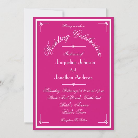 Alles in een RSVP e-mail website chique magenta br Kaart (Voorkant)