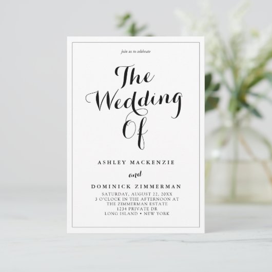 Alles in één RSVP elegante minimalistische bruilof Kaart (Staand voorkant)