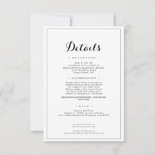 Alles in één RSVP elegante minimalistische bruilof Kaart (Achterkant)