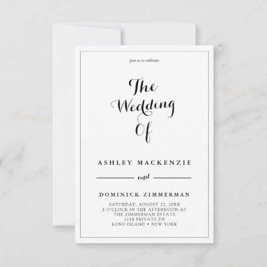 Alles in één RSVP Simple Contemporary Wedding Kaart (Voorkant)