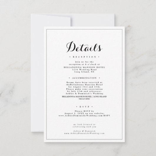 Alles in één RSVP Simple Contemporary Wedding Kaart (Achterkant)