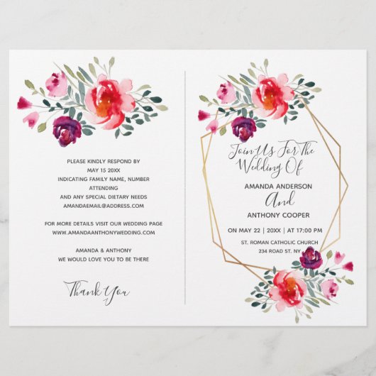 Alles in één rsvp, uitnodiging, ontvangst, details flyer (Voorkant)